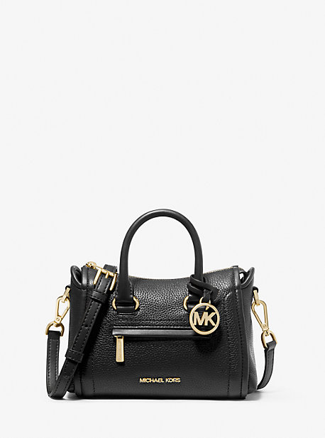 Michael Kors Carine Extra-small Pebbled Leather Satchel In Black