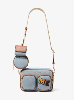 Michael Kors Jet Set Medium Embellished Denim Crossbody Bag With