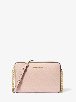 Michael Kors Jet Set Large Logo Crossbody Bag In Pink