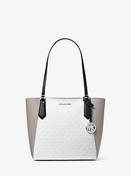 Kimberly Small Color-Block Logo and Leather Tote Bag - WHITE COMBO - 35F9SKFT5V