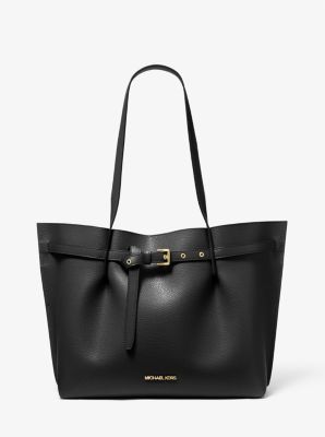 Michael Kors Emilia Large Pebbled Leather Tote Bag In Black