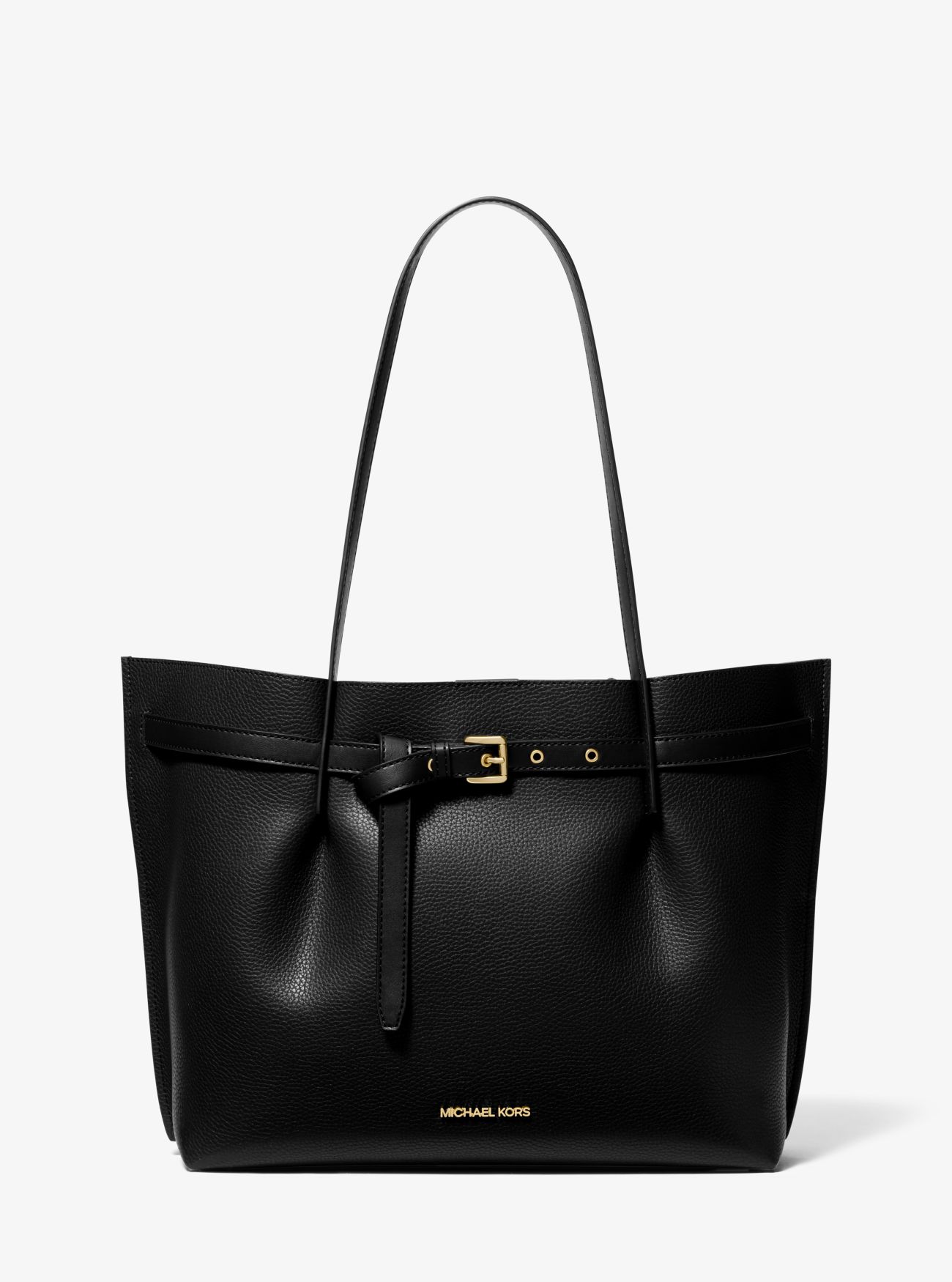 MK Emilia Large Pebbled Leather Tote Bag - Black - Michael Kors