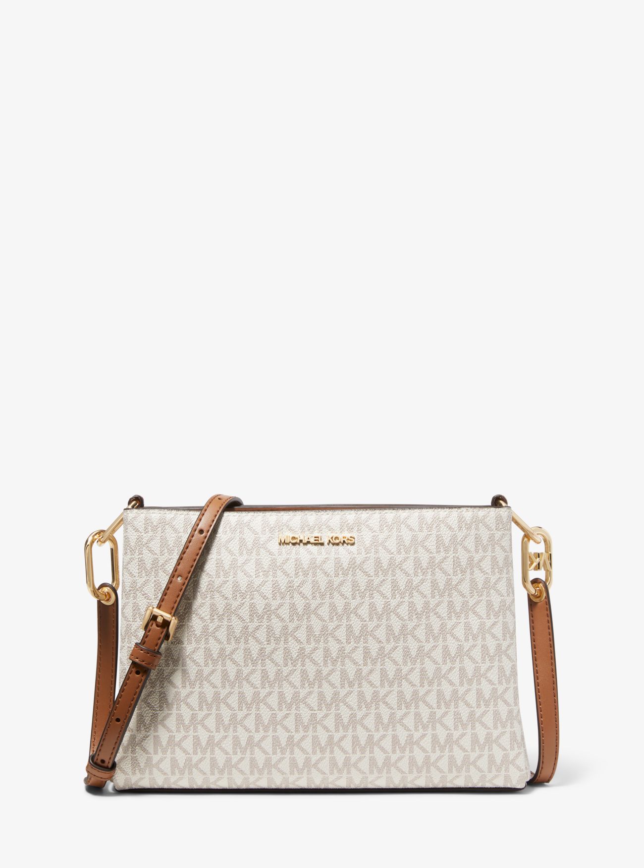 MK Trisha Medium Logo Crossbody Bag Vanilla Michael Kors