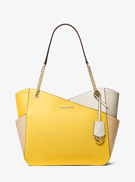 Michael Kors Jet Set Large Color-block Saffiano Leather Tote Bag In Yellow  | ModeSens