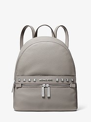 Kenly Medium Studded Pebbled Leather Backpack - PEARL GREY - 35H9SY9B2L