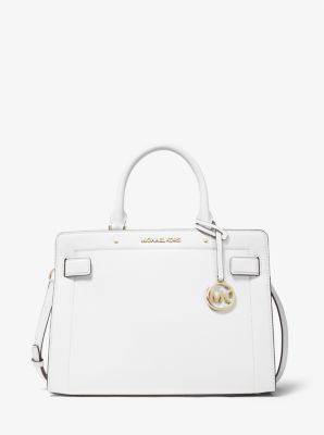 Shop Michael Kors Rayne Medium Saffiano Leather Satchel In White