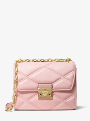 Michael Kors Serena Small Smooth Pink Vegan Leather Studded Flap Cross–  Nahim - Luxury Wardrobe