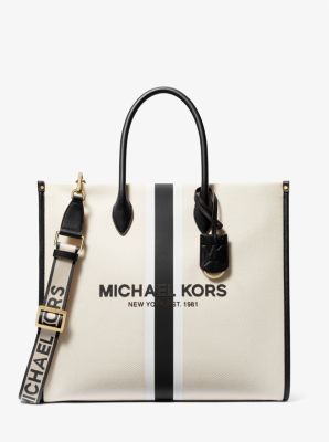 Michael Kors Mirella Medium Striped Cotton Canvas Tote Bag - ShopStyle