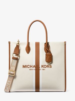Michael Kors Mirella Large Canvas Tote Bag In Brown