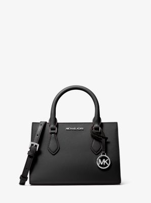 Michael Kors Sheila Small Faux Saffiano Leather Satchel In Black
