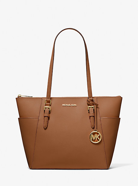 Michael Kors Charlotte Large Saffiano Leather Top-zip Tote Bag In Brown |  ModeSens