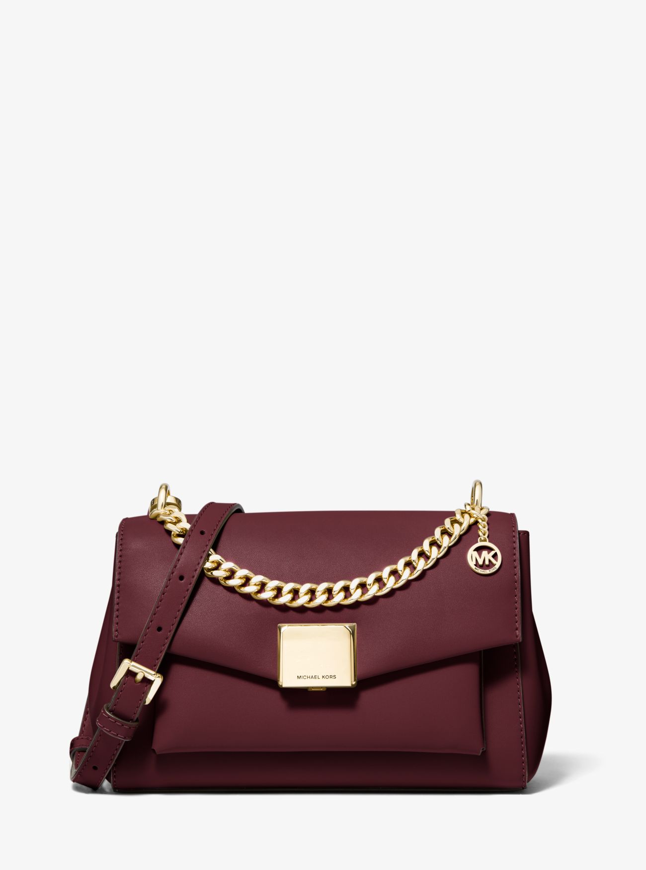 MK Lita Medium Leather Crossbody Bag Merlot Michael Kors