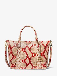 Lenox Large Python Embossed Leather Satchel - CORAL RF MLT - 35T0GYZS3G