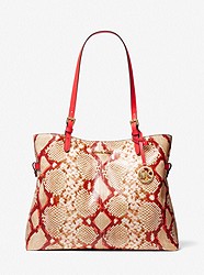 Lenox Large Python Embossed Leather Tote Bag - CORAL RF MLT - 35T0GYZT3G