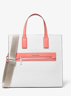 Michael Kors Blush Pink Graphic Signature Logo Coated Canvas Large Kenly  Tote Michael Kors