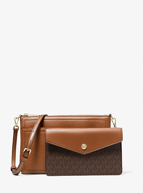 Michael Kors Maisie Medium Pebbled Leather 3-in-1 Crossbody Bag In Brown