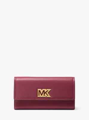 MK Mimi Large Saffiano Leather Bi-Fold Wallet - Mulberry - Michael Kors