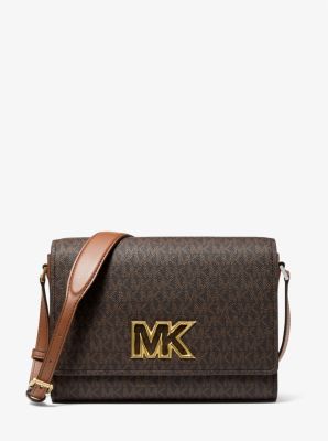 MK Mimi Medium Logo Messenger Bag - Brown - Michael Kors