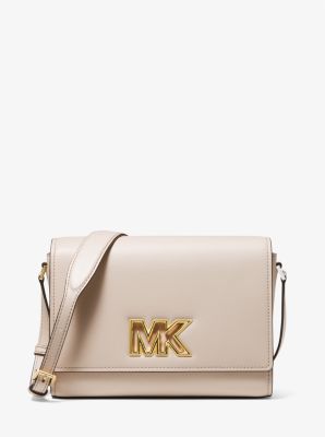 MK Mimi Medium Leather Messenger Bag - Light Sand - Michael Kors