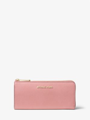Buy Michael Kors Jet Set Travel Large Saffiano Leather Quarter-zip Wallet -  Pink At 80% Off