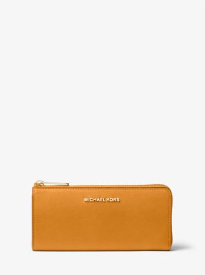 Jet Set Travel Large Saffiano Leather Quarter-Zip Wallet