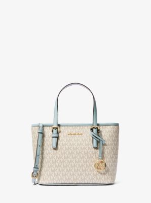 MICHAEL KORS JET SET TRAVEL XS ZIP CROSSBODY TOTE BAG MK VANILLA