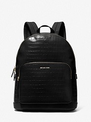 Cooper Faux Crocodile Embossed Leather Backpack - BLACK - 37F2LCOB2T