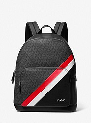 Cooper Logo Stripe and Faux Leather Backpack - DK SANGRIA - 37F3COLB2U
