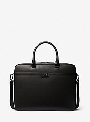 Cooper Textured Faux Leather Double-Gusset Briefcase - BLACK - 37F3LCOA8U