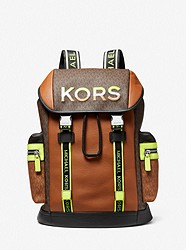 Cooper Two-Tone Logo and Leather Backpack - BROWN - 37H1LCOB2B