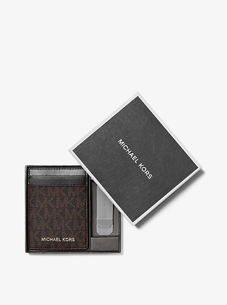 MK Porta carte di credito con logo e clip fermasoldi - Marrone/nero (Marrone) - Michael Kors