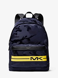 Camouflage Nylon Jacquard Backpack - INDIGO/LEMON - 37H9LKNB2R