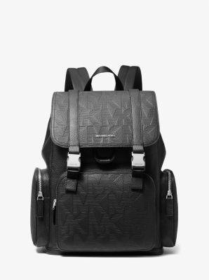 Michael Kors Cooper Logo Embossed Leather Backpack In Black  display picture 1