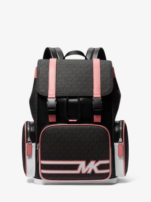 Michael Kors Cooper Utility Rucksack Flap Pocket Large high quality Backpack Black Pink