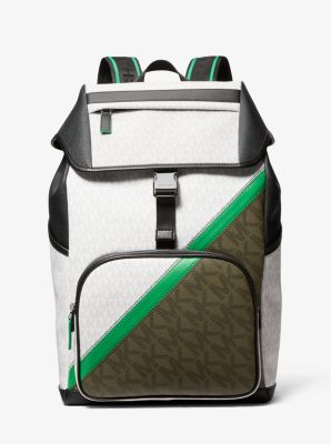  Michael Kors Cooper Utility Rucksack Flap Pocket Large Backpack  (White Green)