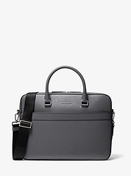 Harrison Saffiano Leather Front-Zip Briefcase - GREYHOUND - 37U9LHRA2L