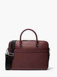 Harrison Saffiano Leather Front-Zip Briefcase - CRIMSON - 37U9LHRA2L