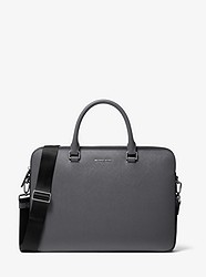 Harrison Slim Saffiano Leather Briefcase - GREYHOUND - 37U9MHRA6L