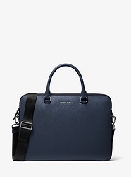 Harrison Slim Saffiano Leather Briefcase - NAVY - 37U9MHRA6L