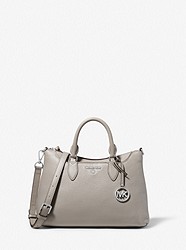 Austen Small Pebbled Leather Satchel - PEARL GREY - 38F1C8AS1L