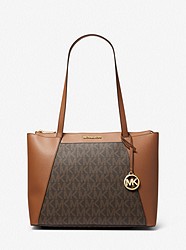 Maddie Medium Logo and Faux Leather Tote Bag - BROWN - 38H9CN2T2B