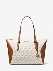 Coraline Large Logo and Leather Tote Bag - VANILLA - 38S1C2CT3B