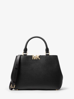 Michael Kors Florence Medium Saffiano Leather Satchel In Black