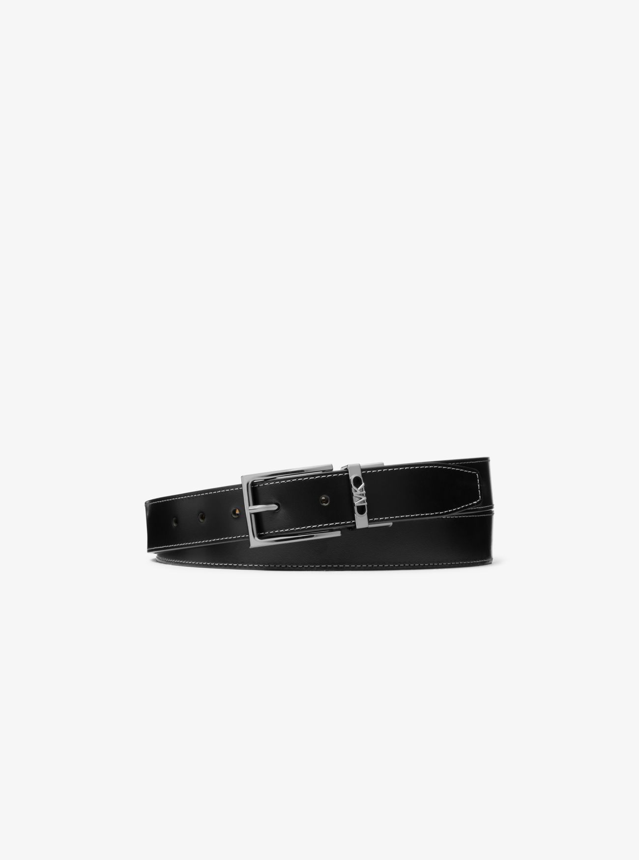 MK Reversible Logo and Leather Belt - Black - Michael Kors