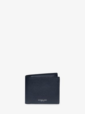 Portefeuille compact Harrison en cuir grainé avec compartiment à monnaie - BLEU MARINE(BLEU) - Micha