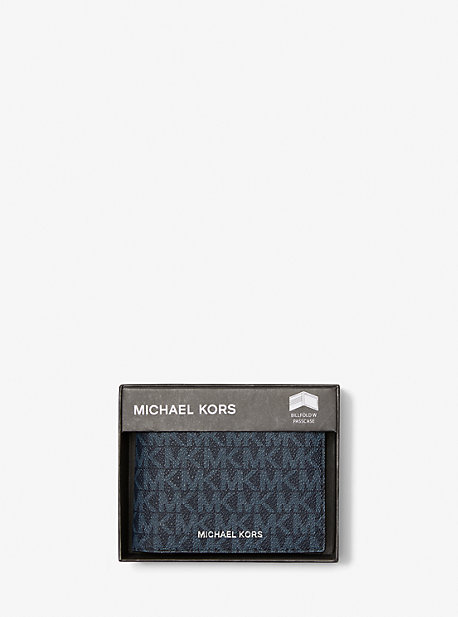 MK Portefeuille compact Harrison à logo avec porte-cartes - BLEU AMIRAL/BLEU PÂLE(BLEU) - Michael Kors