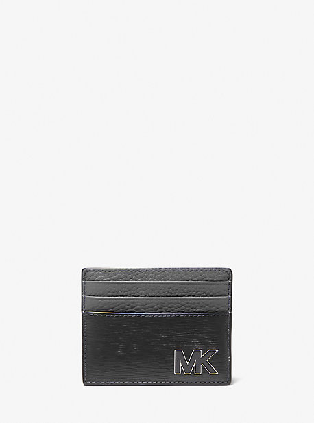 MK Hudson Two-Tone Leather Card Case - Black - Michael Kors