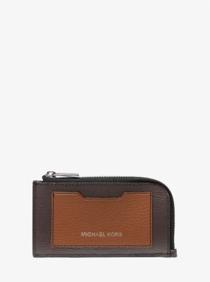 Porte-cartes Hudson en cuir à deux tons et à fermeture éclair tout autour