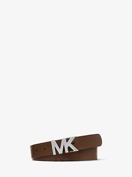 Ceinture en cuir à boucle logo - MOCHA/BLACK - Michael Kors