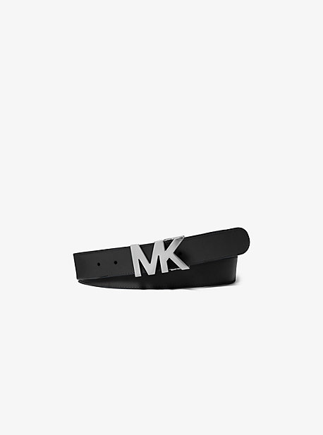 Ceinture en cuir à boucle logo - BLK/GREYHOUN - Michael Kors